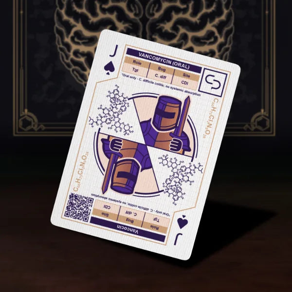Jack card from the Antibiotic deck: vancomycin (oral)